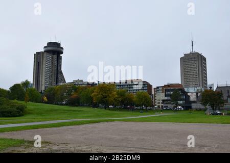 Das Hotel Le Concorde und Ciel Rotating Restaurant, Quebec City, Kanada Stockfoto