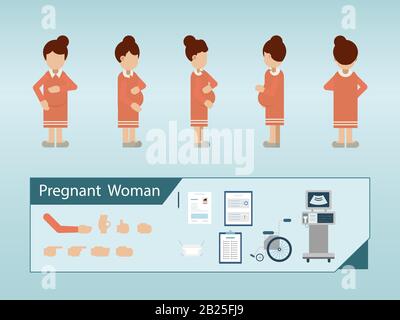 Satz von schwangeren Frauen Zeichen Vektor-Illustration Stock Vektor