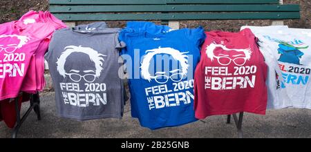 Boston, USA. Februar 2020. US-Präsidentschaftskandidat Bernie Sanders. Über 10.000 Sanders Anhänger versammeln sich für seine Rede. Credit: Chuck Nacke/Alamy Live News Stockfoto