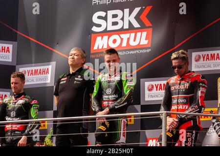 Melbourne, Australien, 1. März 2020. Kawasaki Racing Teamfahrer Alex Lowes (22) während der Motul FIM Superbike-Weltmeisterschaft, Phillip Island Circuit, Australien. Credit: Dave Hewison/Alamy Live News Stockfoto