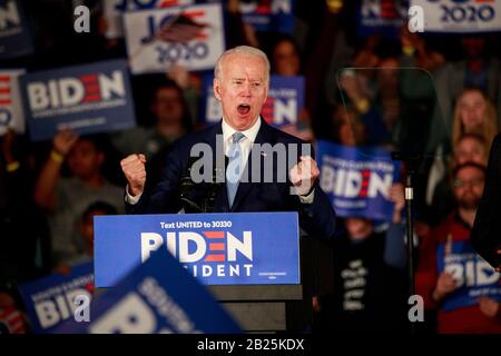 Columbia, USA. Februar 2020. Nach dem Gewinn der South Carolina Primary spricht der demokratische Nominierungshoffer Joe Biden an der University of South Carolina in Columbia. Credit: Sopa Images Limited/Alamy Live News Stockfoto