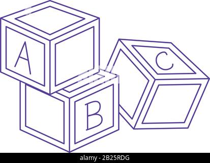 Alphabet blockiert Spielzeuge Symbol Design weißer Hintergrund Vektor Illustration Linienstil Stock Vektor