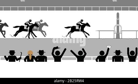 Erfahrene Jockeys, die schnelle Pferde reiten. Stock Vektor