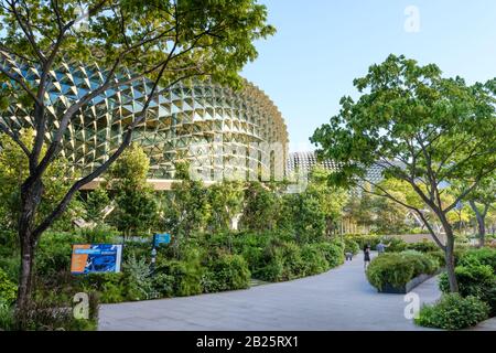 Singapur-26 FEBRUAR 2020:The Esplanade Opera Building. Sie kennen sich lokal als Hedgehog oder Durian aus Formsicht. Stockfoto