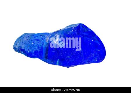 Ein zerbrochener Glasstein, der an einem Stahlkabel aufgehängt ist Stockfoto