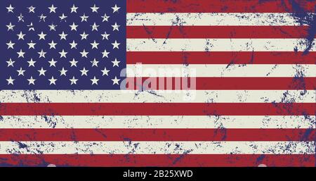 Grunge USA-Flagge. Originalproportionen. Stock Vektor