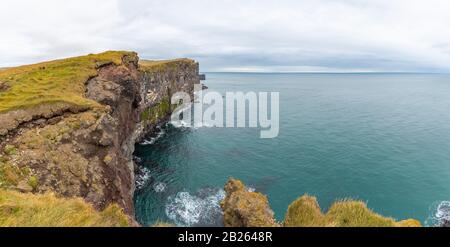 Latrabjarg an der Küste der Klippen Islands ein Nistplatz von Millionen von Puffins Stockfoto