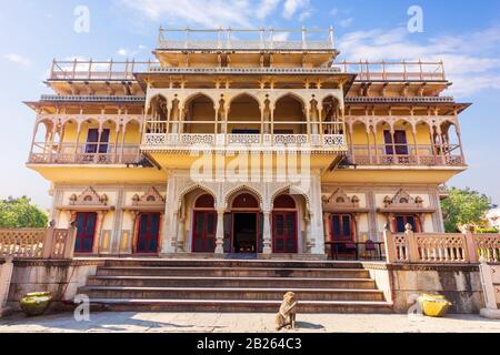 Blick auf den Mubarak Mahal City Palace von Jaipur, Indien Stockfoto