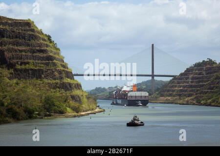 Panama, Panamakanal, Gaillard Cut & Centennial Bridge Stockfoto