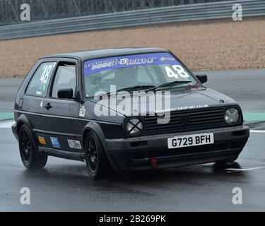 Nick Leston, Volkswagen Golf GTI, Pomeroy Trophäe, Vintage Sports Car Club, VSCC, 15. Februar 2020, Grand-Prix-Rennstrecke, Silverstone, Towcester, Engla Stockfoto