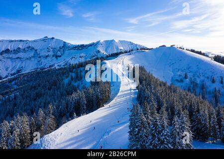 Skistation in Megeve (Megève) in der Haute Savoie in den französischen Alpen Stockfoto