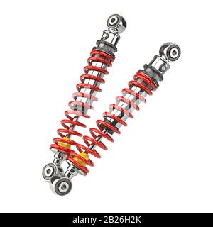 Stoßdämpfer-Auto auf weißem Hintergrund isoliert. Autoteile und Ersatzteile. 3D-Abbildung Stockfoto