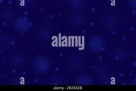 Hellblaue Bokeh-Punkte auf dunkelblauem Hintergrund. Sternenhimmel. Stockfoto