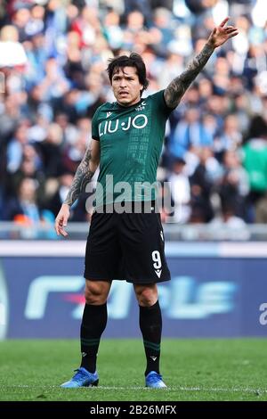 Rom, Italien. Februar 2020. Federico Santander aus Bologna reagiert während des italienischen Champions-Serie-A-Fußballspiels zwischen ss Lazio und Bologna FC am 29. Februar 2020 im Stadio Olimpico in Rom, Italien - Foto Federico Proietti/ESPA-Images Credit: European Sports Photographic Agency/Alamy Live News Stockfoto