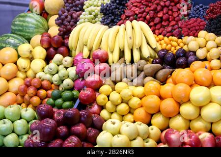 Die obere Ansicht der Fruchttextur wird als Hintergrund angezeigt Stockfoto