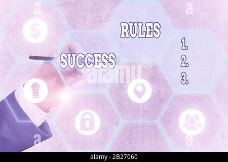 Konzeptionelles Handschreiben mit Erfolgsregeln. Konzept bedeutet, dass Sie alle Ziele erreichen können, die Sie sich gesetzt haben Stockfoto