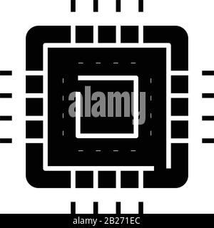 GPU-Symbol schwarz, Konzeptdarstellung, Vektor-Flachsymbol, Glyph-Zeichen. Stock Vektor