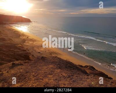 Impressionen: Playa Del Viejo Rey, Atantischer Ozean bei Istmo de La Pared, Jandia, Fuerteventura, Kanarische Inseln, Spanien/Fuerteventura, Kanarische I Stockfoto