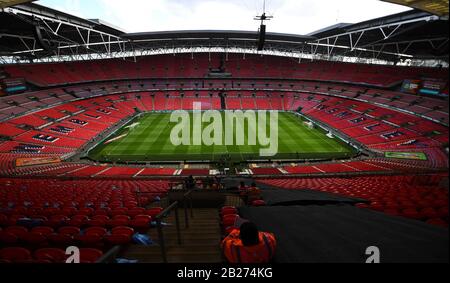 London, Großbritannien. März 2020. Blick auf das Wembley-Stadion während des Carabao-Cup-Finales zwischen Aston Villa und Manchester City im Wembley-Stadion, London, England am 01. März 2020 Kredit: Aktion Foto Sport/Alamy Live News Credit: Action Foto Sport/Alamy Live News Stockfoto