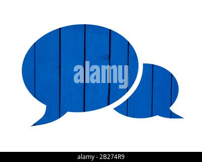 Dialogblase auf blauem Holzhintergrund Stockfoto