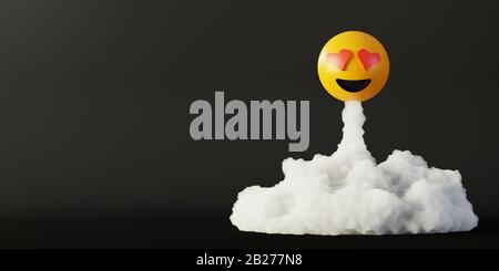 Freuen Sie sich auf den 3D-Rendering-Hintergrund, das Konzept für soziale Medien und Kommunikation Stockfoto