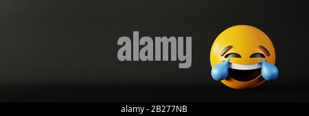 Fröhliche und lachende Emoticons 3D-Rendering-Hintergrund, Social Media und Kommunikationskonzept Stockfoto