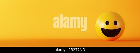 Fröhliche und lachende Emoticons 3D-Rendering-Hintergrund, Social Media und Kommunikationskonzept Stockfoto