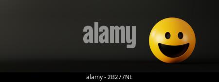 Fröhliche und lachende Emoticons 3D-Rendering-Hintergrund, Social Media und Kommunikationskonzept Stockfoto