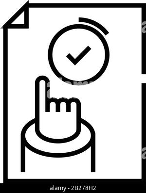 Symbol für rechte Choise-Linie, Konzeptzeichen, Konturvektorabbildung, lineares Symbol. Stock Vektor