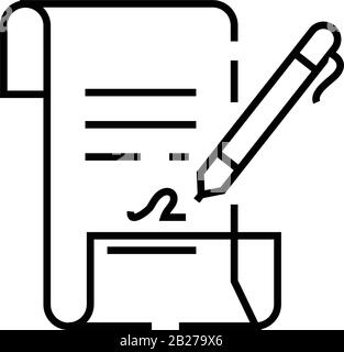 Symbol für Skriptzeile, Konzeptzeichen, Konturvektorabbildung, lineares Symbol. Stock Vektor