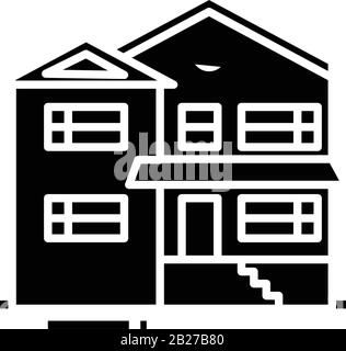 Symbol für "Hame Building Black", Konzeptabbildung, Symbol für "Vector Flat", Glyph-Zeichen. Stock Vektor