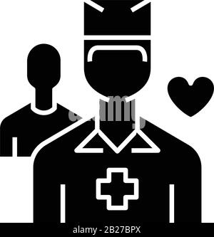 Schwarzes Symbol des Gesundheitsmitarbeiters, Konzeptabbildung, Vektor-Flachsymbol, Glyph-Zeichen. Stock Vektor