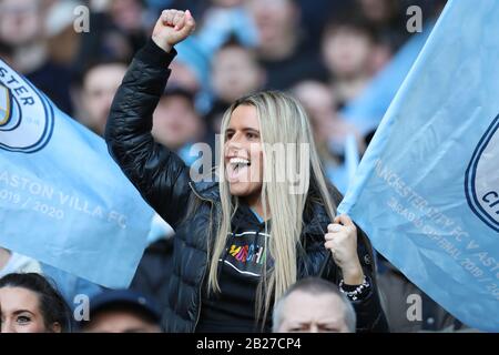 London, Großbritannien. März 2020. Fans von Manchester City beim Carabao Cup Finale zwischen Aston Villa und Manchester City im Wembley-Stadion, London am Sonntag, 1. März 2020. (Kredit: Jon Bromley / MI News) Foto darf nur für redaktionelle Zwecke in Zeitungen und/oder Zeitschriften verwendet werden, Lizenz für kommerzielle Nutzung erforderlich Credit: MI News & Sport /Alamy Live News Stockfoto