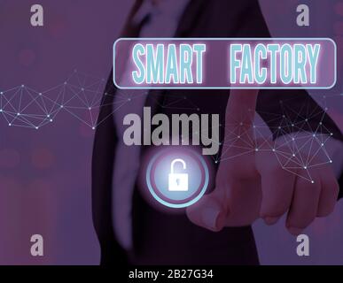 Schreiben Hinweis Übersicht Smart Factory. Business Konzept für eine hoch digitalisierte und vernetzte Produktion Stockfoto