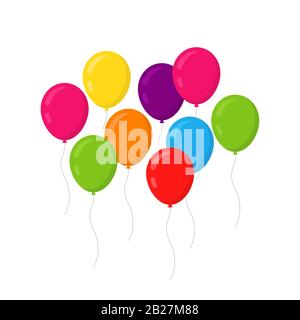 Symbol "Ballons festlegen". Vektorgrafiken mit flachem Stil. Stock Vektor