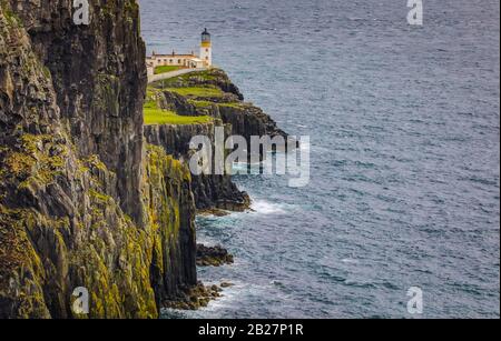 Neist Point Lighthouse auf der Insel Skye in Schottland. Stockfoto