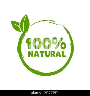 Grüner Stempel mit Text 100 % Natürliches Produkt. Vektor Stock Vektor