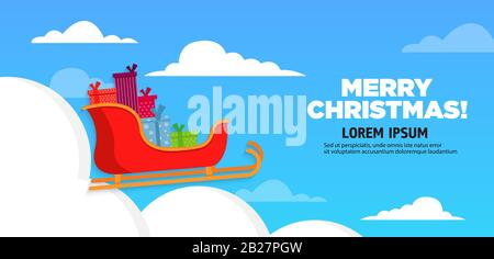 Weihnachtsschlitten, Geschenksymbol. Buntes Schlittensymbol Stock Vektor