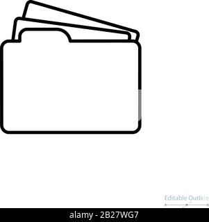 Dateiordnersymbol, Dokumentsymbol, Dokument für den Organisator von Ereignissen, Dateien für Geschäftsbüros, bearbeitbare Kontur Stock Vektor