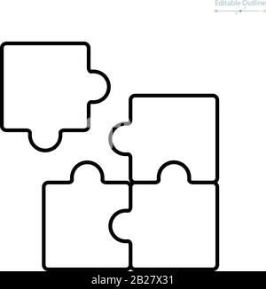 Falsch, falsch, nicht übereinstimmend, Widerspruchssymbol, Puzzle-Symbole, Umrisssymbole, Puzzleteile, Symbole, Vektoren Stock Vektor