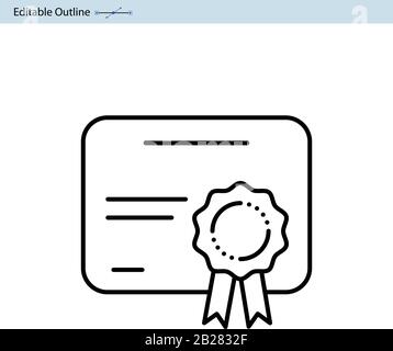 Symbol für Zertifikat, Dokument zur Zertifizierung der Leistungen, Abschluss, Diplom, Geschäftserfolg Stock Vektor