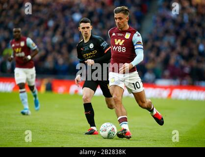 LONDON, GROSSBRITANNIEN. März 01 Jack Grealish von Aston Villa während des Carabao Cup-Finales zwischen Aston Villa und Manchester City im Wembley-Stadion, London, England am 01. März 2020 Credit: Action Foto Sport/Alamy Live News Stockfoto