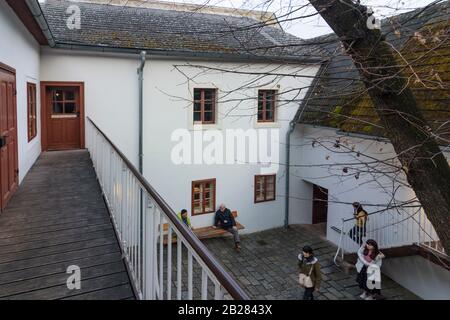 Wien, Wien: Museum Beethoven Haus Haus, Probusgasse 6, Bezirk Heiligenstadt, Hof im 19. Döbling, Wien, Österreich Stockfoto