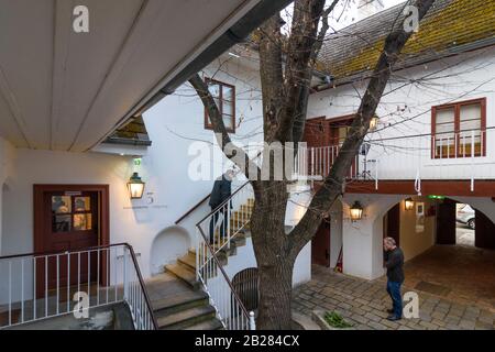 Wien, Wien: Museum Beethoven Haus Haus, Probusgasse 6, Bezirk Heiligenstadt, Hof im 19. Döbling, Wien, Österreich Stockfoto