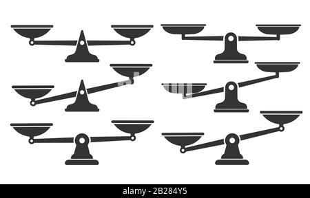 Satz von Skalen. Libra-Symbol. Flaches Symbol. Vektorgrafiken Stock Vektor
