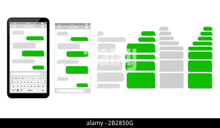 Nachrichten-Telefonvorlage chatten SMS-Vorlage Blasen Stock Vektor