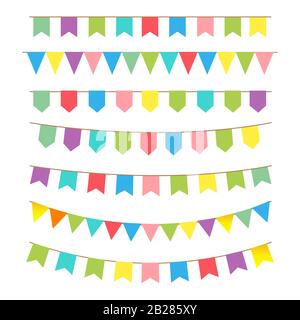 Symbol für Vektor-Bunting und Girlandensatz Stock Vektor