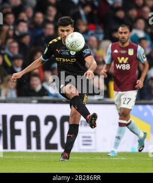 London, Großbritannien. März 2020. Rodri von Manchester City beim Endspiel um den Carabao Cup zwischen Aston Villa und Manchester City im Wembley-Stadion am 1. März 2020 in London, England. (Foto von Paul Chesterton/phcimages.com) Credit: PHC Images/Alamy Live News Stockfoto