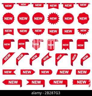 Neue Etiketten Farbbanner, Schablonensatz. Leer für Dekorationsgrafik. Vektorgrafiken Stock Vektor