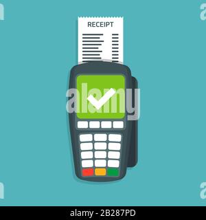 Zahlungsterminal. Flache Vektorgrafiken Stock Vektor